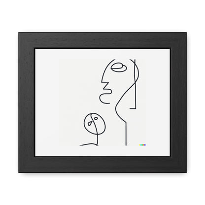 Consciousness In The Mind Of God Black On White Line Art 'Designed by AI' Wooden Framed Print