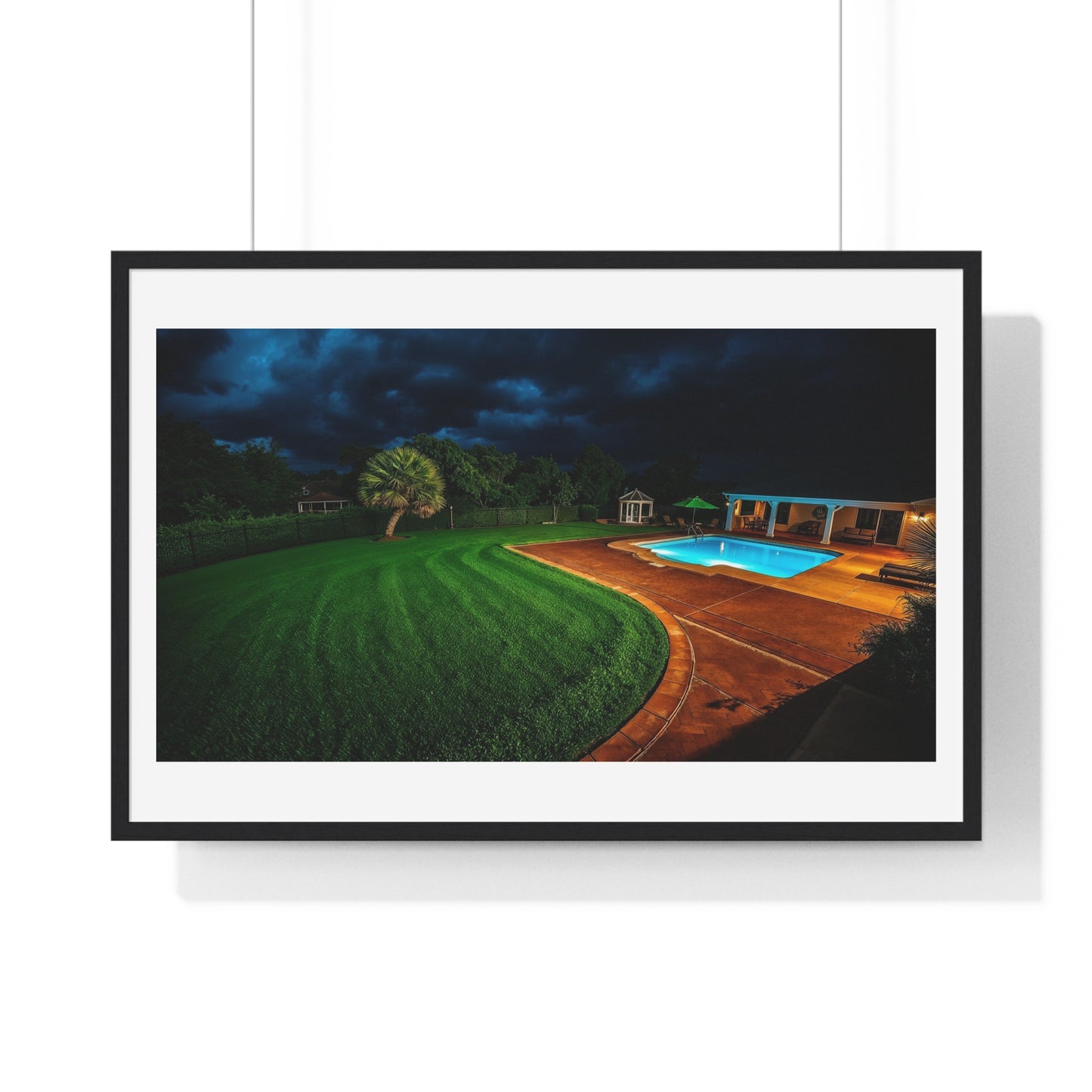 Dystopian Pool Scene II Photorealistic Art Style 'Designed by AI' Framed Print