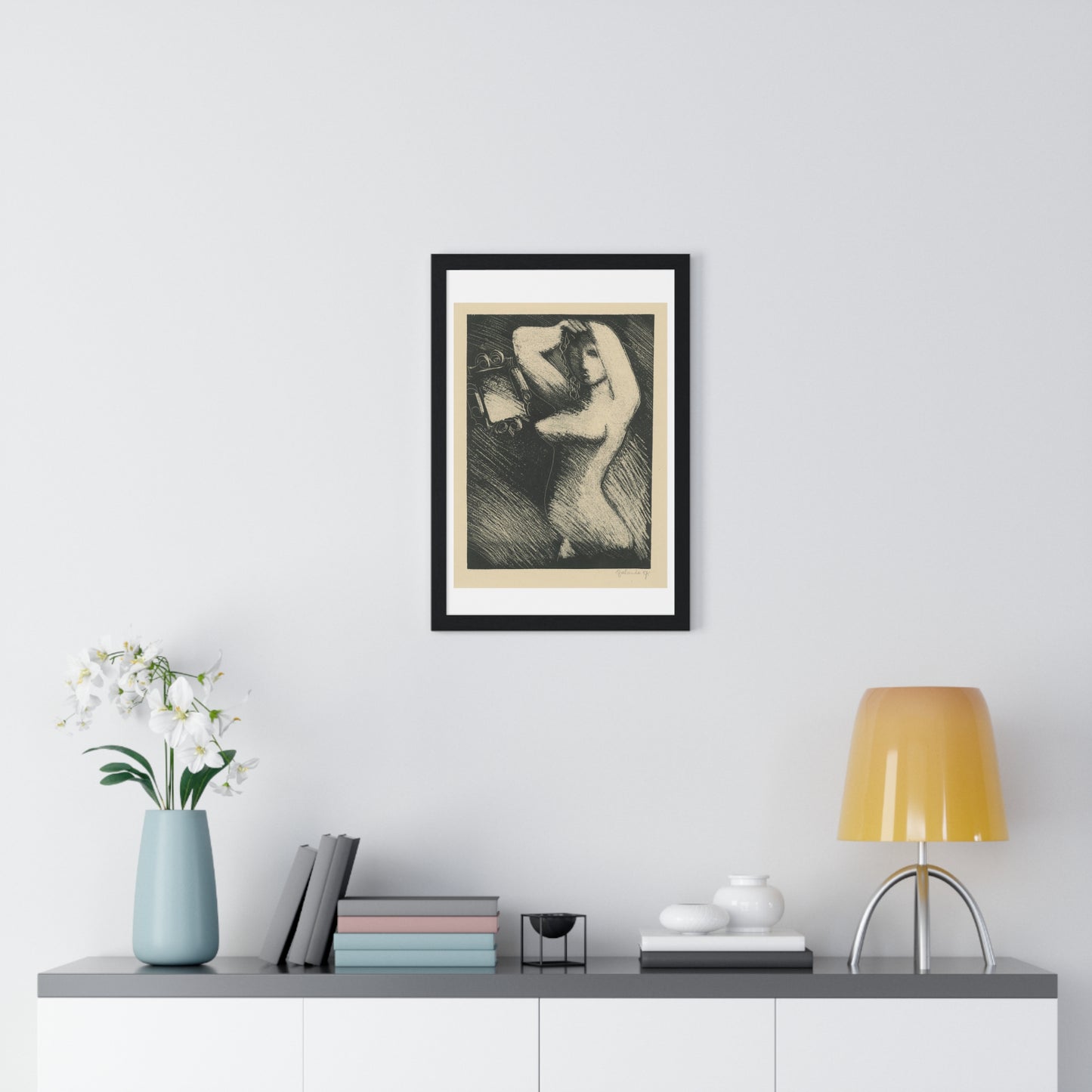 Woman in Front of the Mirror (1937) by Mikuláš Galanda, from the Original, Framed Art Print