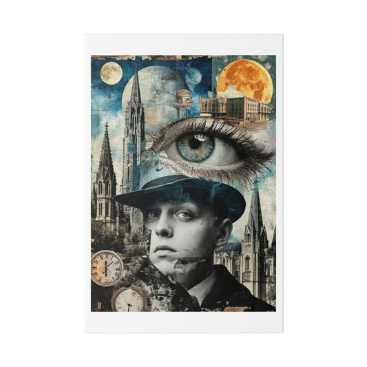 Eye on the Time Digital Collage 'Designed by AI' Canvas Art Print