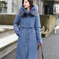 Women's Big Faux Fur Feature-Collar Padded Raincoat