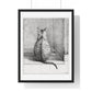 Sitting Cat From Behind (1812) Drawing by Jean Bernard, from the Original, Framed Print