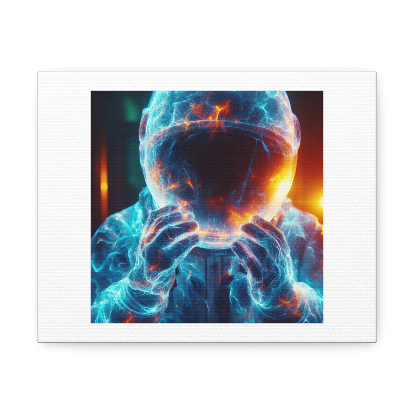 Astronaut In Glowing Suit Made of Plasma as if the Galaxy Is Inside It 'Designed by AI' Art Print on Canvas