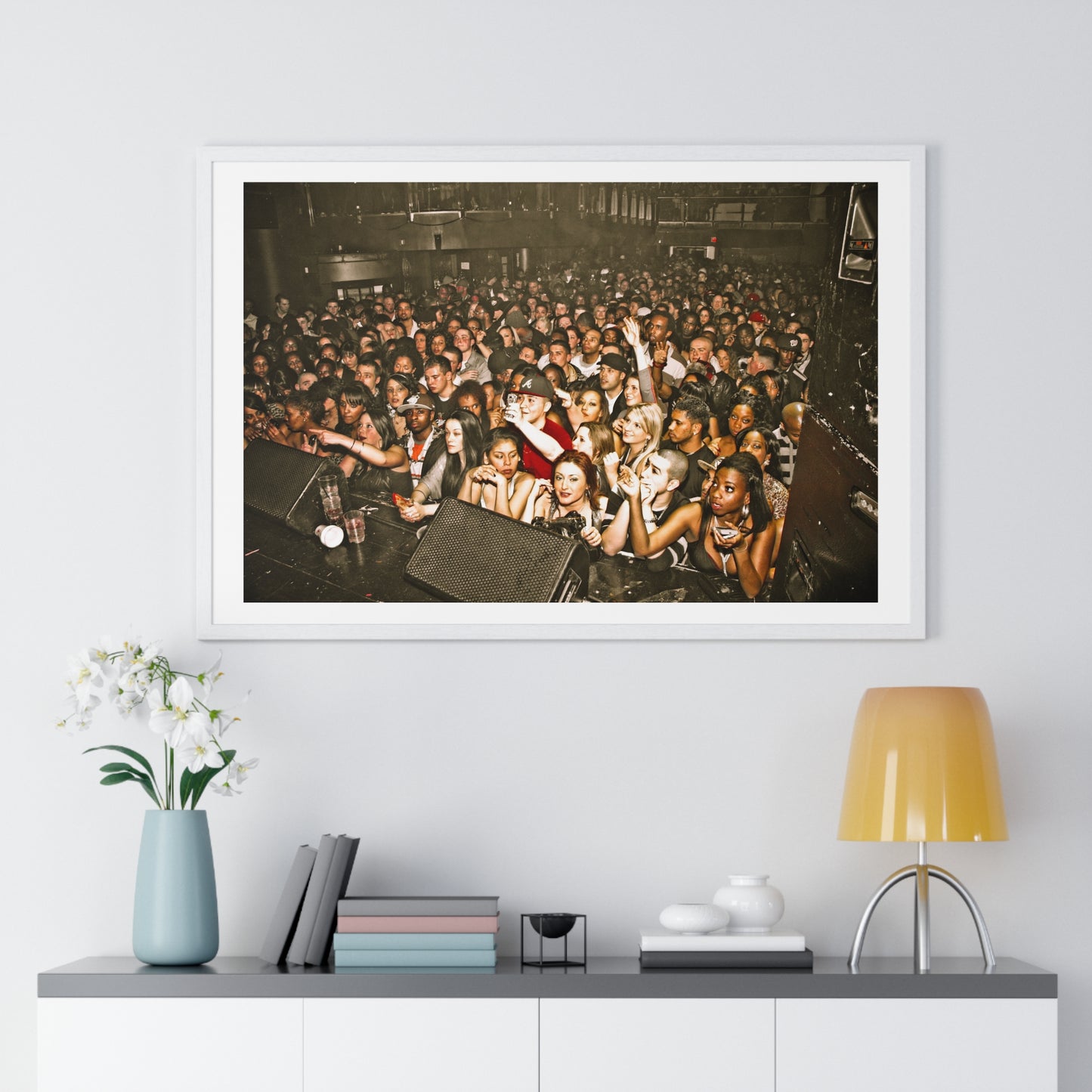 Crowd at Hip Hop Concert, Retro Photography (2017) from the Original, Framed Print