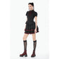 Dark in Love Black Crimson Gothic Tiered Skirt
