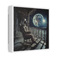 Astronaut on the Moon Sitting in a Rocking Chair on the Porch of a Farmhouse, Photorealism 'Designed by AI' Canvas Art Print