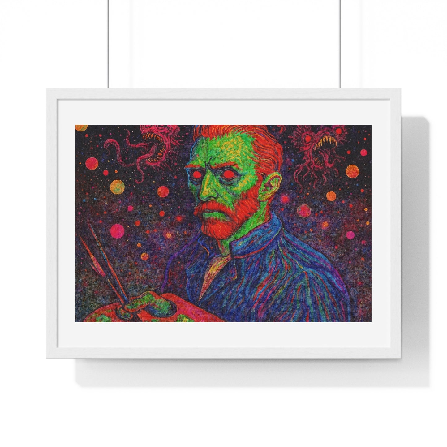 Vincent van Gogh Self Portrait Remixed, Psychedelic Art 'Designed by AI' Framed Print