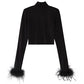 TAOViK Classic Black Turtleneck Women's Top Frilly Cuffs