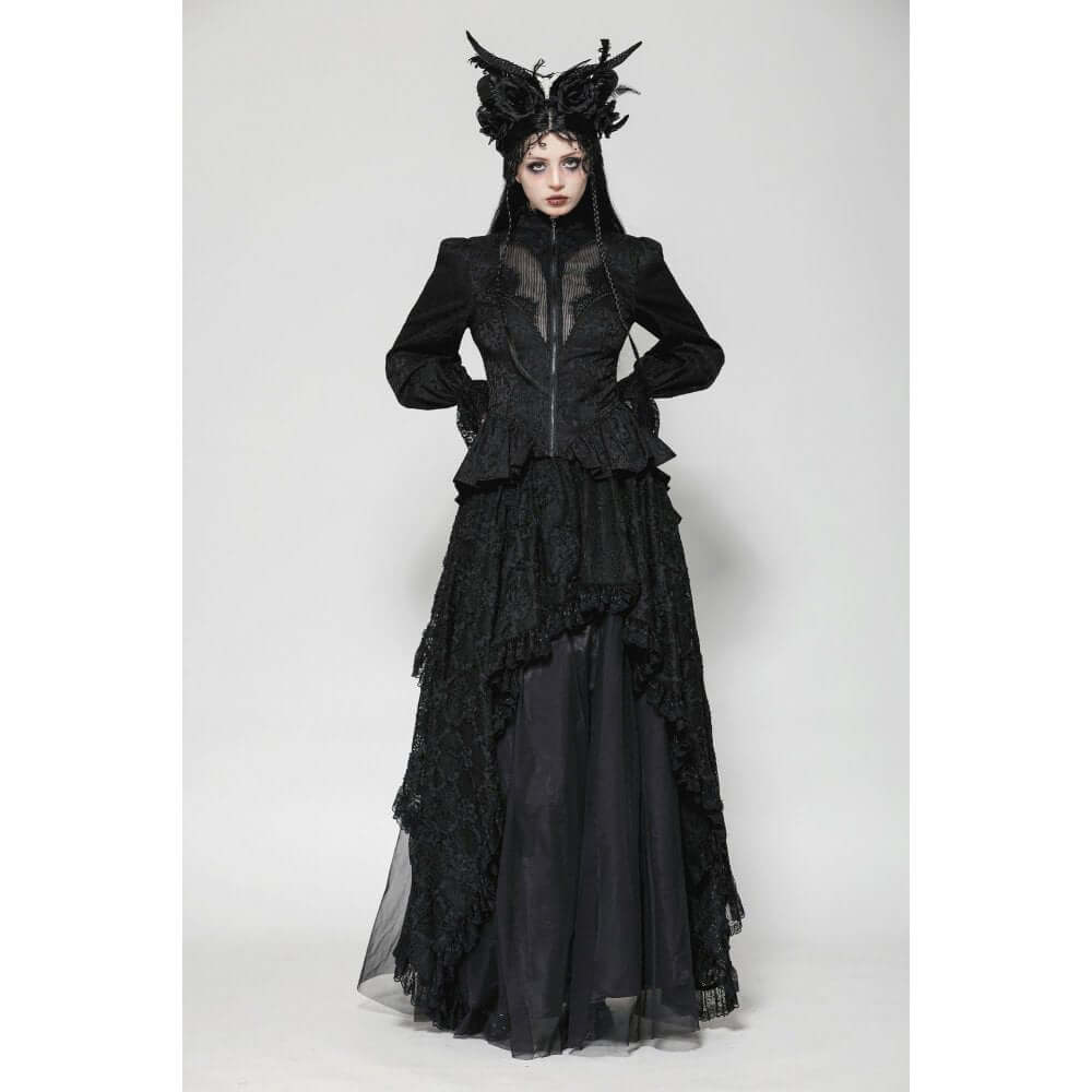 Dark in Love Felicity Gothic Lacy Zip-Up Tailcoat Shirt