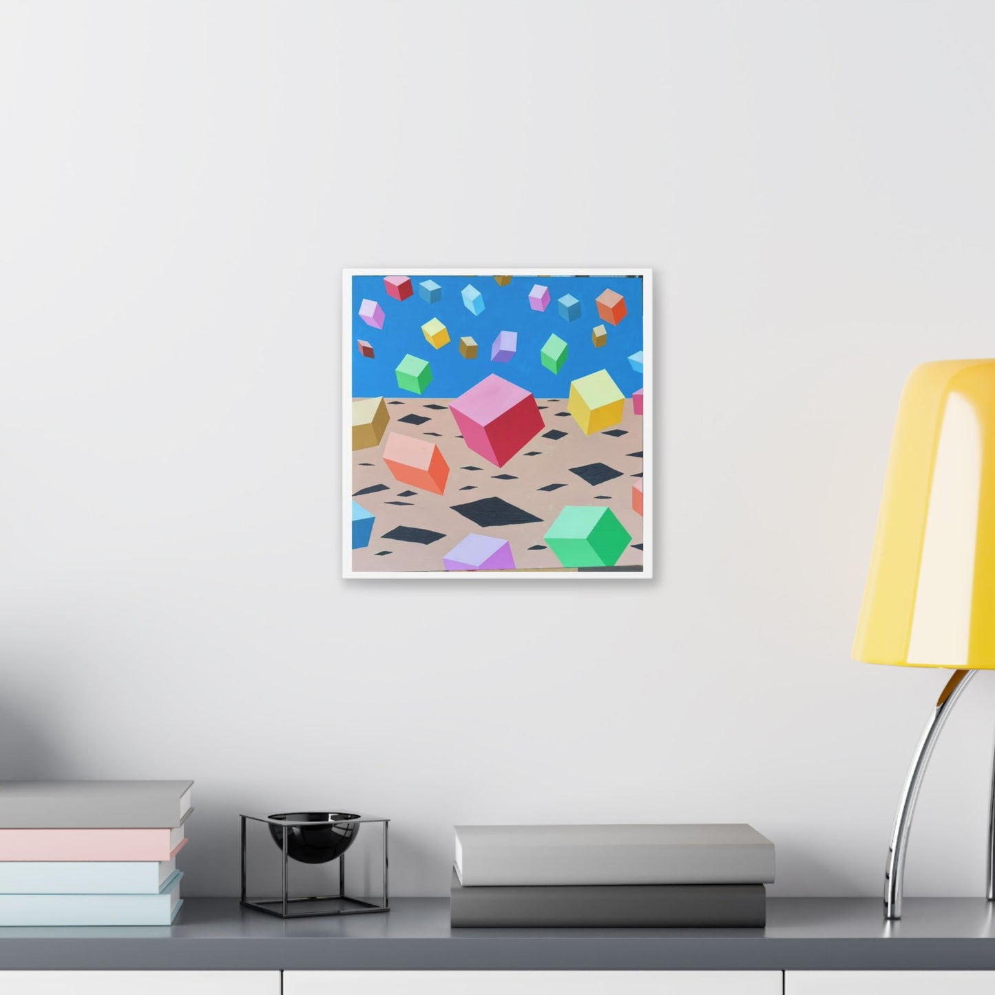 Bouncing Boxes, Cartoon Art 'Designed by AI' Canvas Art Print