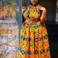 African and Geometric Print Maxi Dress