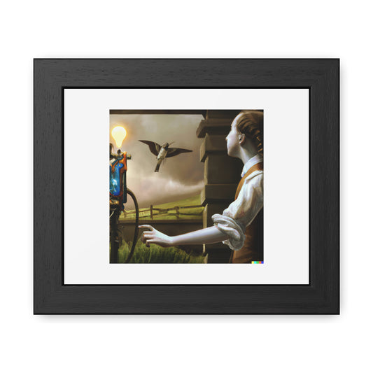 An Experiment On A Bird In The Air Pump In The Style Of Joseph Wright 'Designed by AI' Wooden Framed Print
