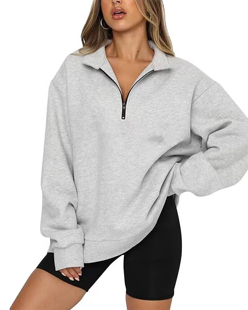 Vireous Turndown Collar Women's Sweatshirt Many Block Colours