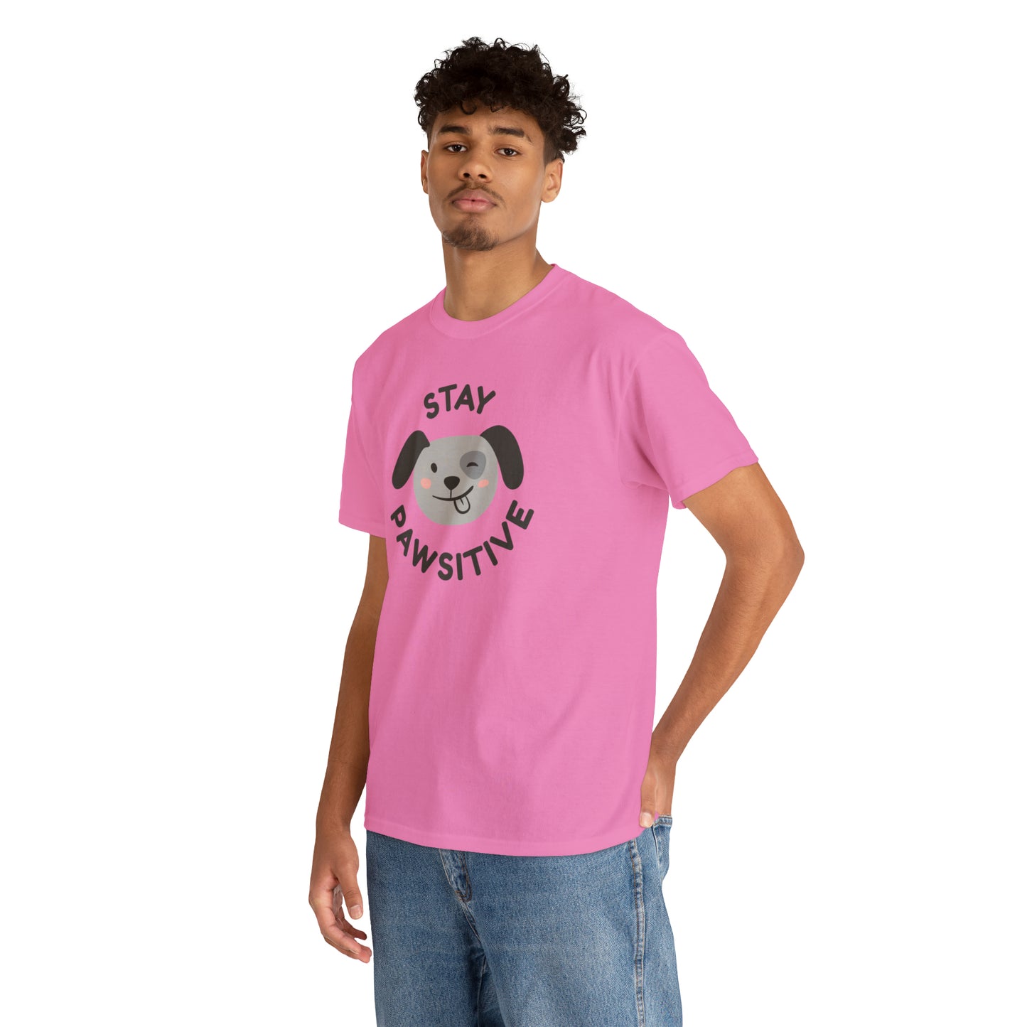 Stay Pawsitive Dog Lover's Cotton T-Shirt