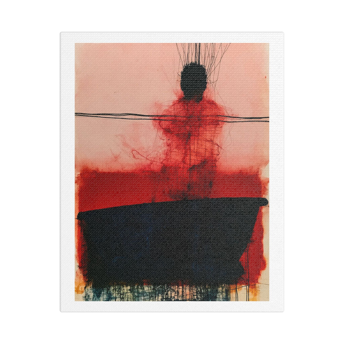 In a Boat, Neo-Surrealism, Art Print on Satin Canvas, Stretched