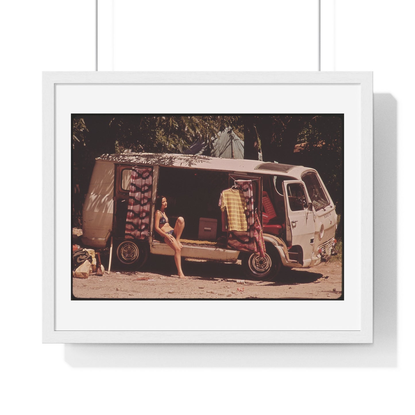Vintage Photography, Campers at Garner State Park (1972) by Marc St Gil, from the Original, Framed Print