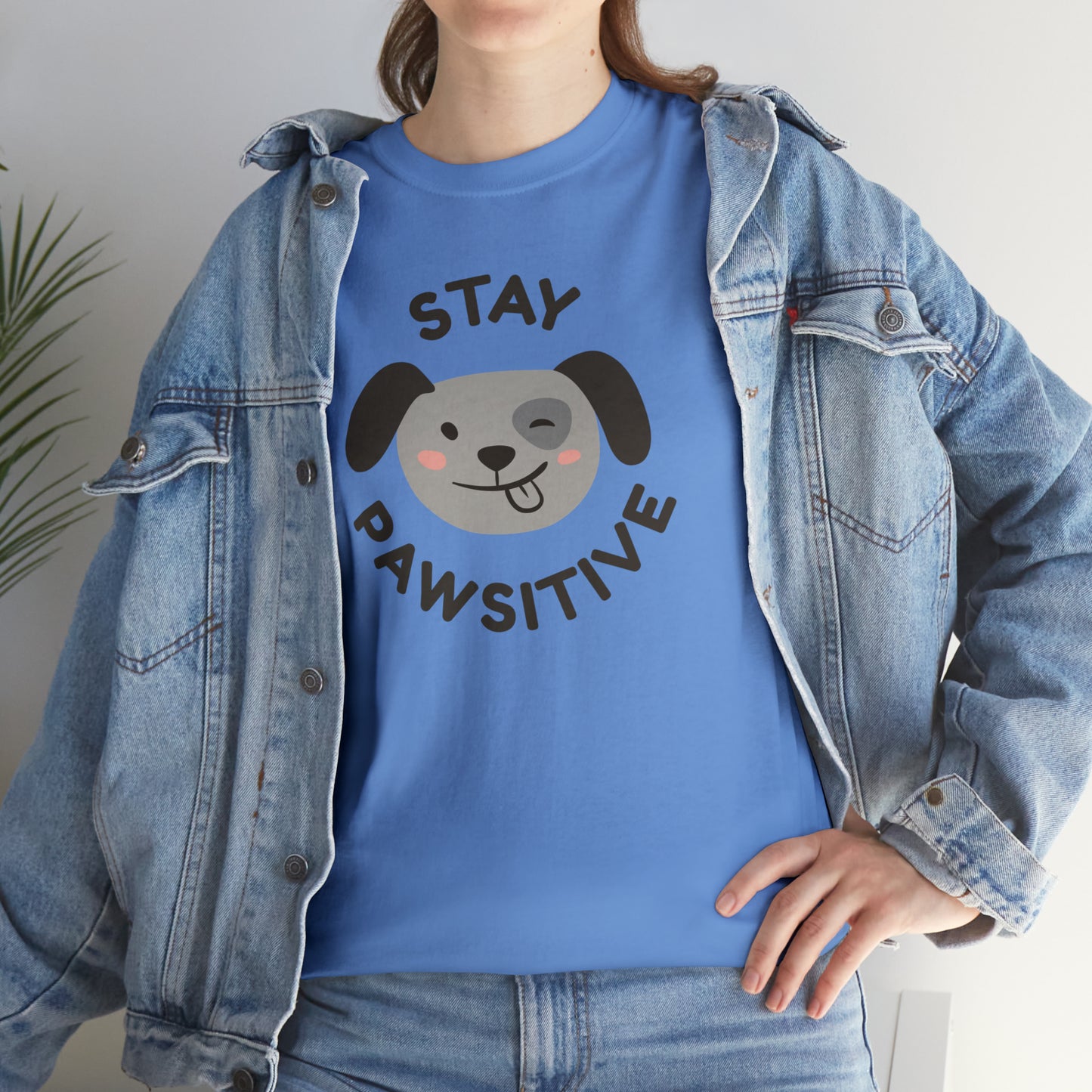 Stay Pawsitive Dog Lover's Cotton T-Shirt