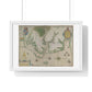 Engraved Map of Virginia (1618) Showing the Arrival of Sir Walter Raleigh's Expedition, from the Original, Framed Print