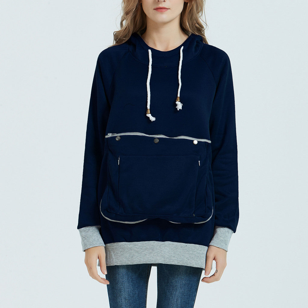 Women's Hoodie with Super-Size Front Travel Pocket, Multi Colours