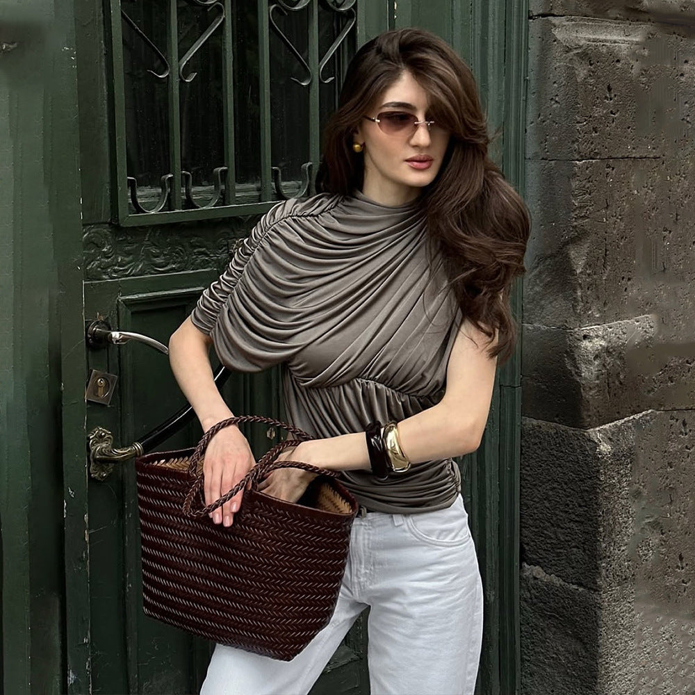 Avant Garde Round Neck Asymmetric Fashion Top