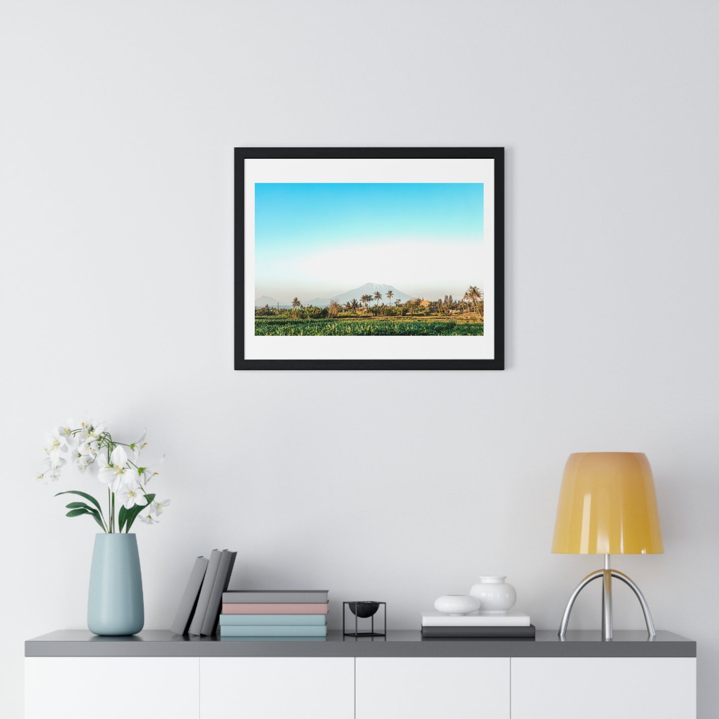 Holy Volcano Agung, Bali Island, Indonesia, Photographer Unknown, from the Original, Framed Print
