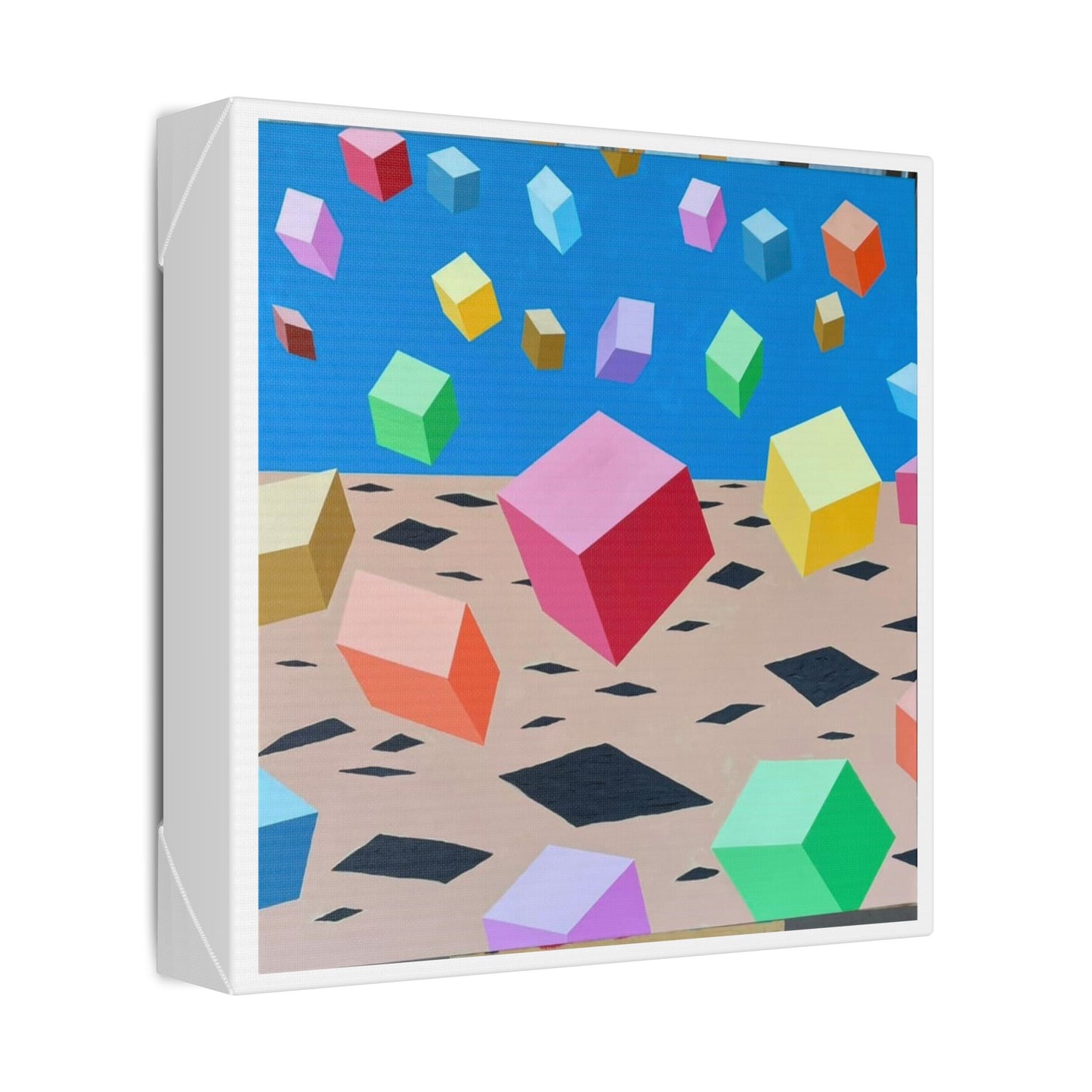 Bouncing Boxes, Cartoon Art 'Designed by AI' Canvas Art Print