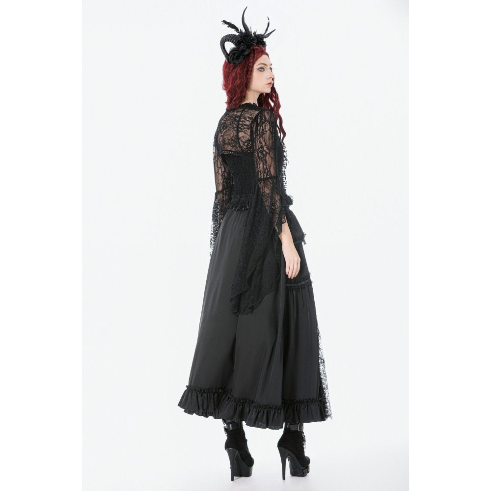 Dark in Love Gothic Victorian Lace Panel Skirt in Crimson