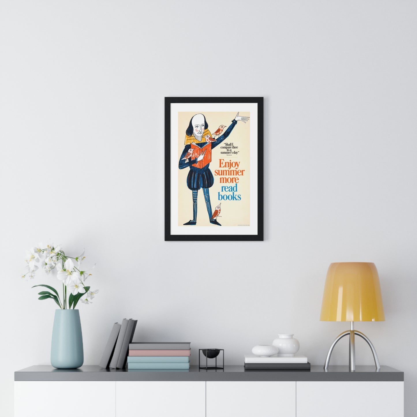 Enjoy Summer More, Read Books (1966) Vintage Poster by Bill Sokol, from the Original, Framed Art Print