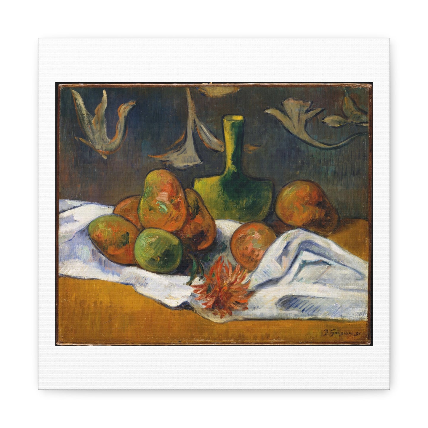 Still Life by Paul Gauguin, Art Print from the Original on Satin Canvas