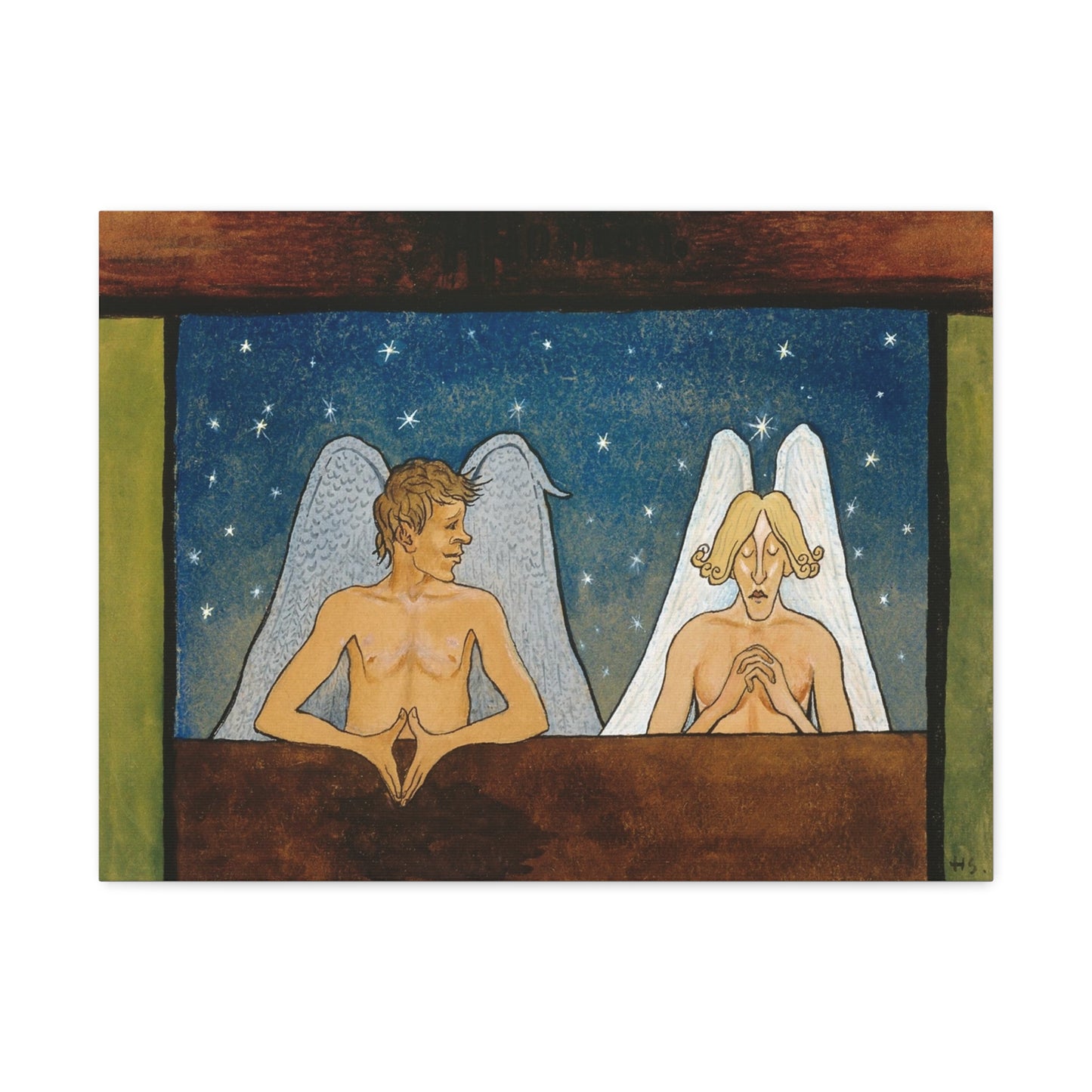 Devotion (1895) Angel Illustration by Hugo Simberg Art Print on Satin Canvas, Stretched