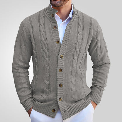 Men's Stand Collar Classic Jacquard Knit Cardigan