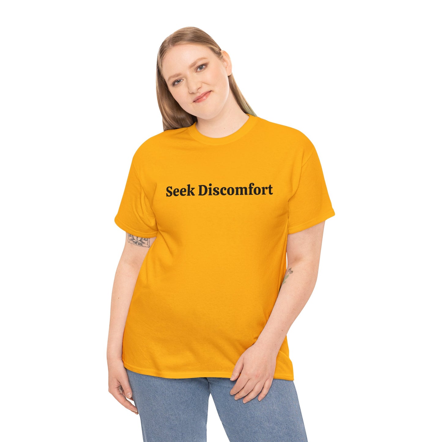 Seek Discomfort Cotton T-Shirt Personal Growth Positive Vibes