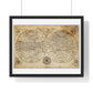 Antique Textile World Map Sampler (1790s) from the Original, Framed Print