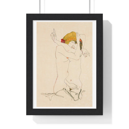 Two Women Embracing (1913) by Egon Schiele, from the Original, Framed Art Print