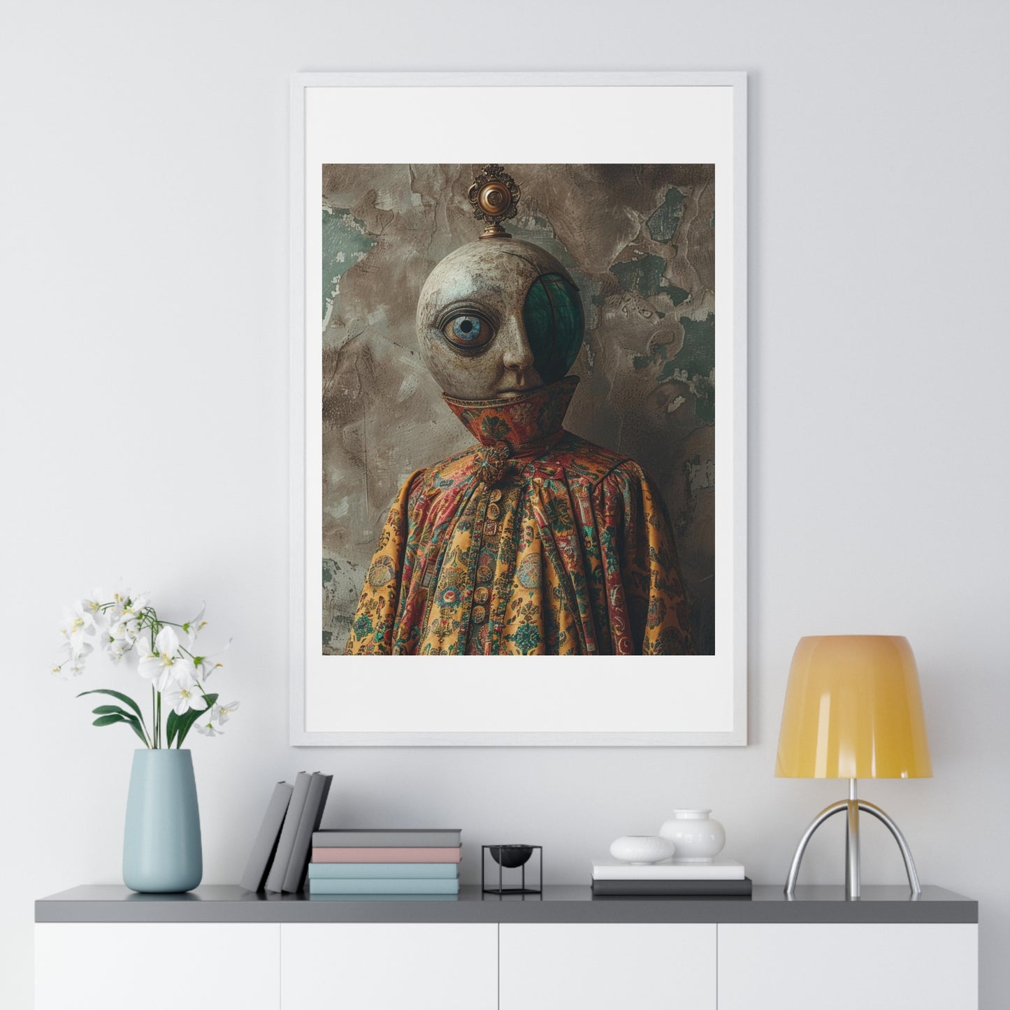 Head Replacement III, Abstract Art 'Designed by AI', Framed Art Print