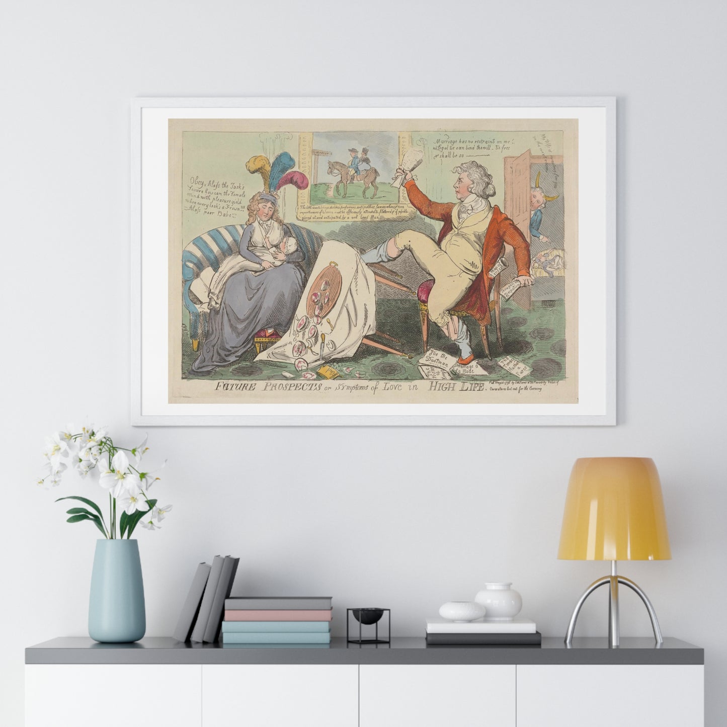 Symptoms of Love in High Life (1796) by Isaac Cruikshank, from the Original, Framed Art Print