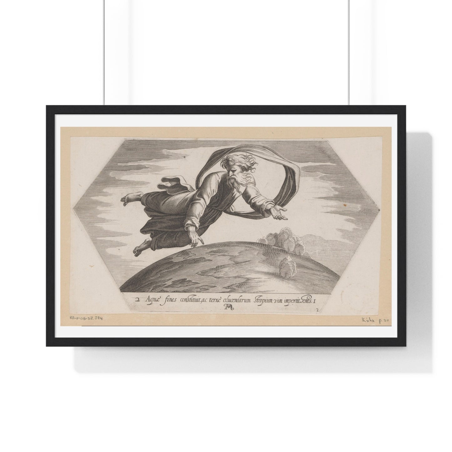 God Scheidt de Wateren (1626) by Francesco Villamena and Rafaël, from the Original, Framed Art Print