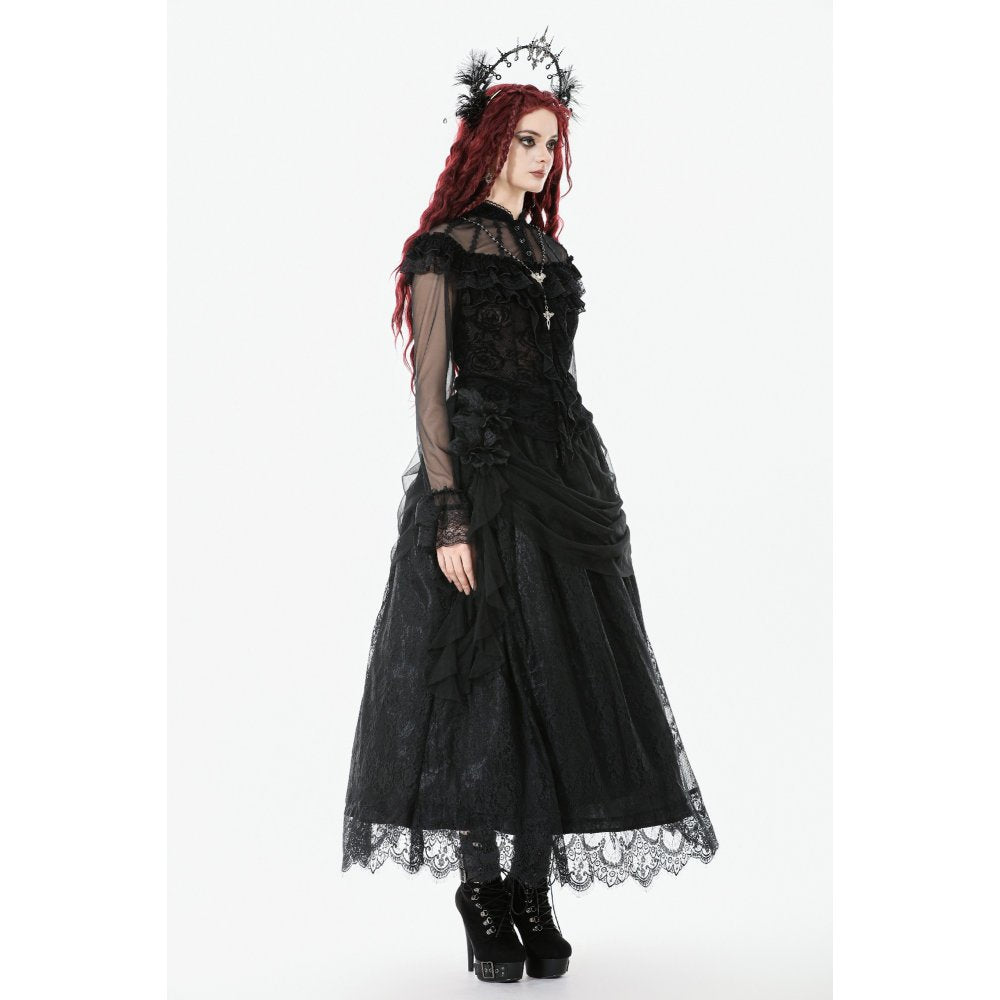 Dark in Love Seraphina Gothic Blouse, Layered Lace Cuffs
