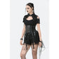 Dark in Love Draven Layered Mesh and Faux Leather Waist Cincher Skirt