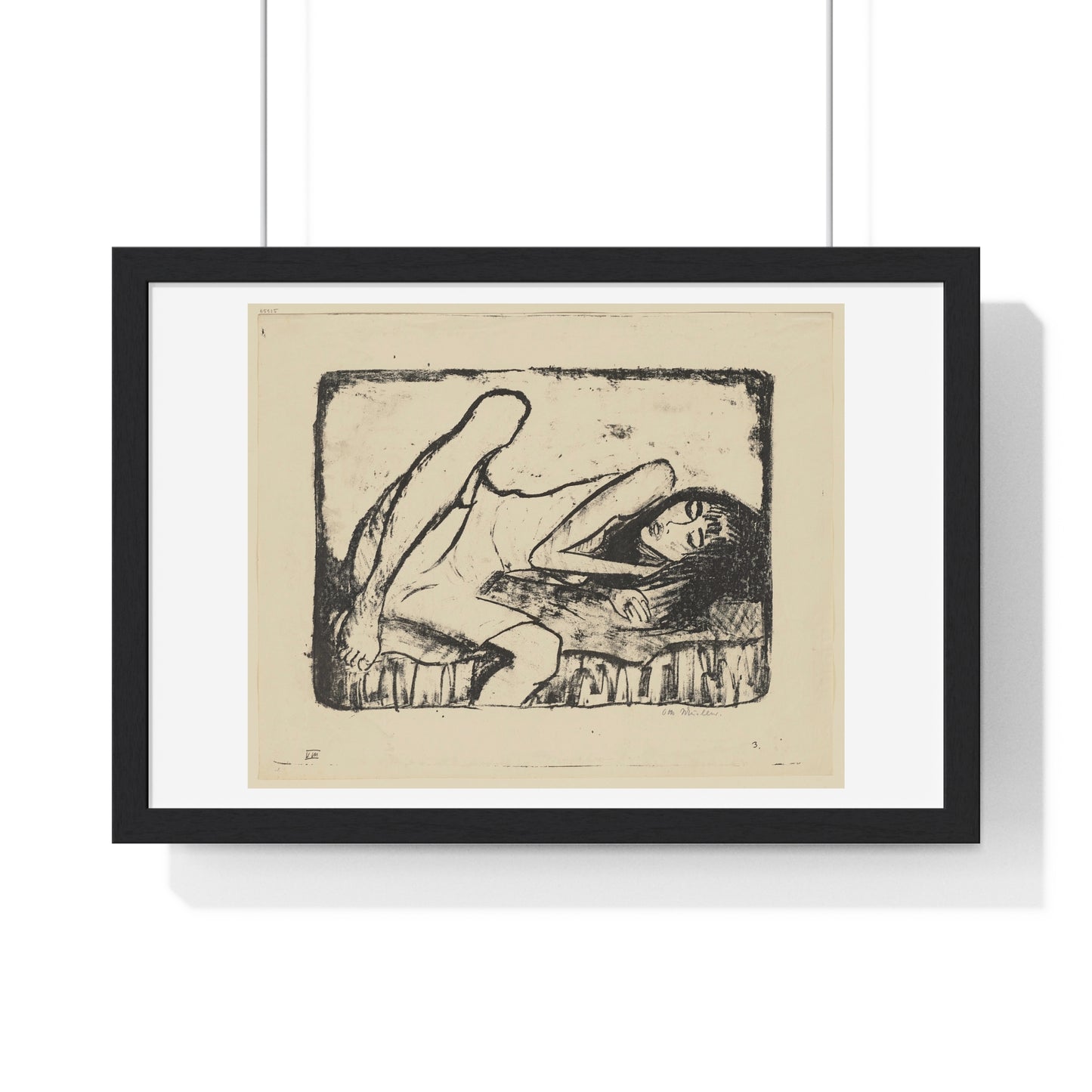 Mädchen auf der Liege II (1919) by Otto Mueller, from the Original, Framed Print