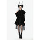 Dark in Love Lilith Officer Velvet High-Collar Coat in Black