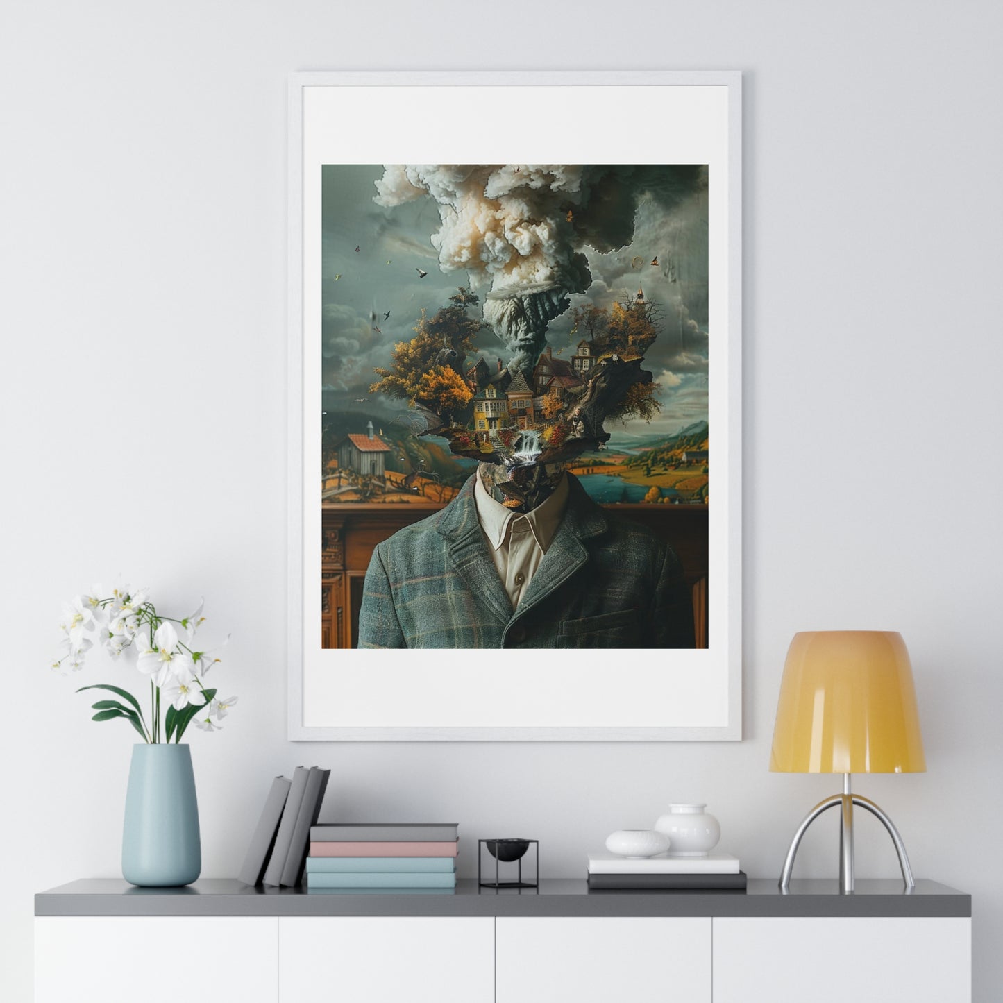 Head Replacement, Abstract Art 'Designed by AI', Framed Art Print