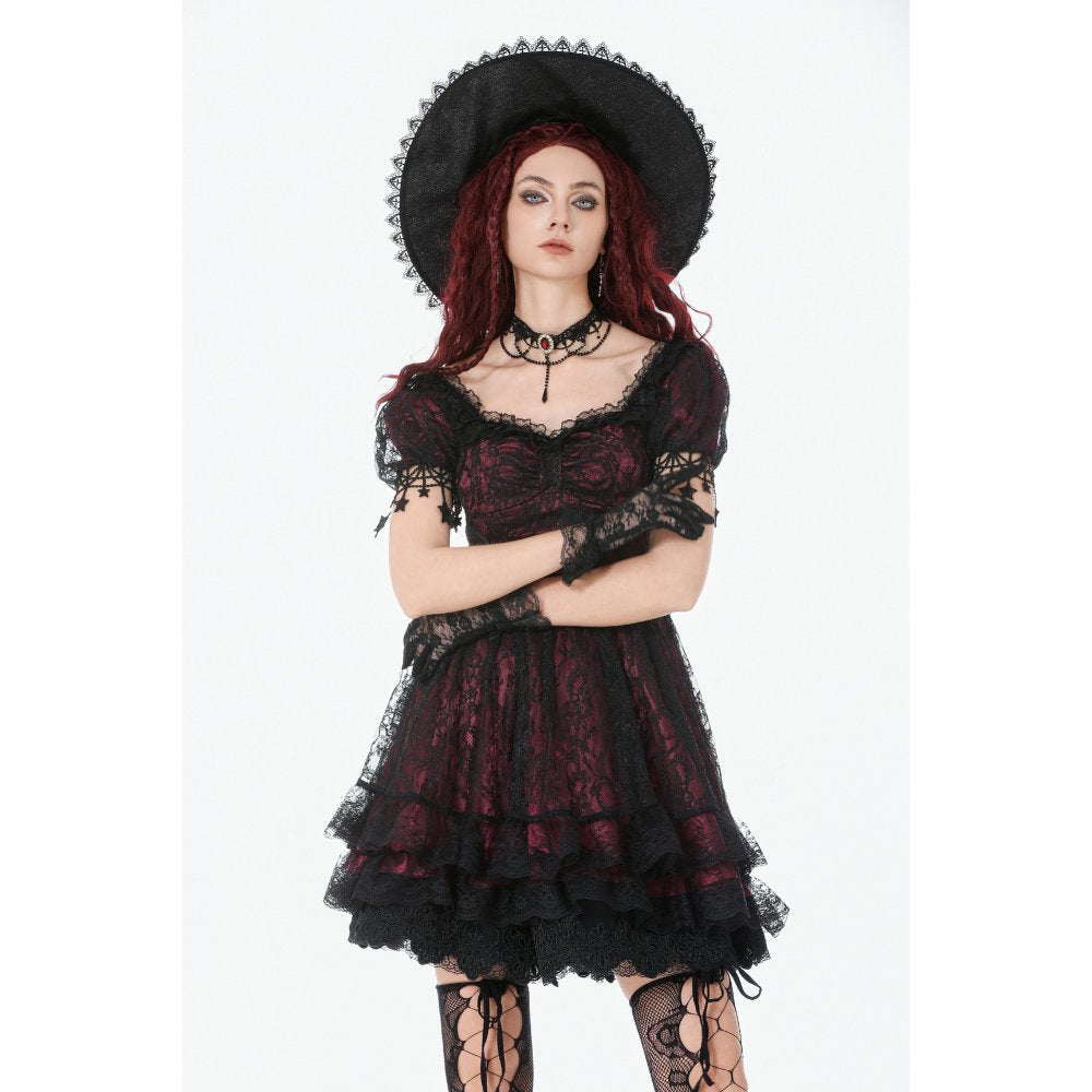 Dark in Love Red Black Lace Princess Dress