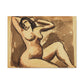 Female Nude Seated by Carl Newman Art Print on Satin Canvas, Stretched