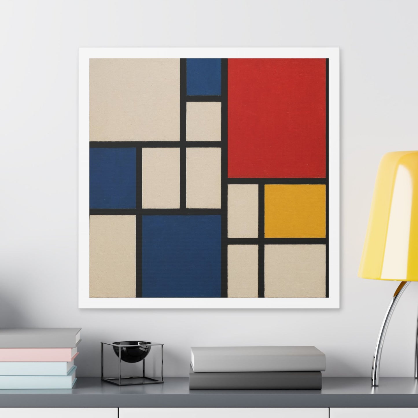 Abstract Artwork in the Style of Piet Mondrian 'Designed by AI' Canvas Art Print