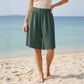 Women's Summer Loose Casual Cotton-Linen Elastic-Waist Capri Shorts