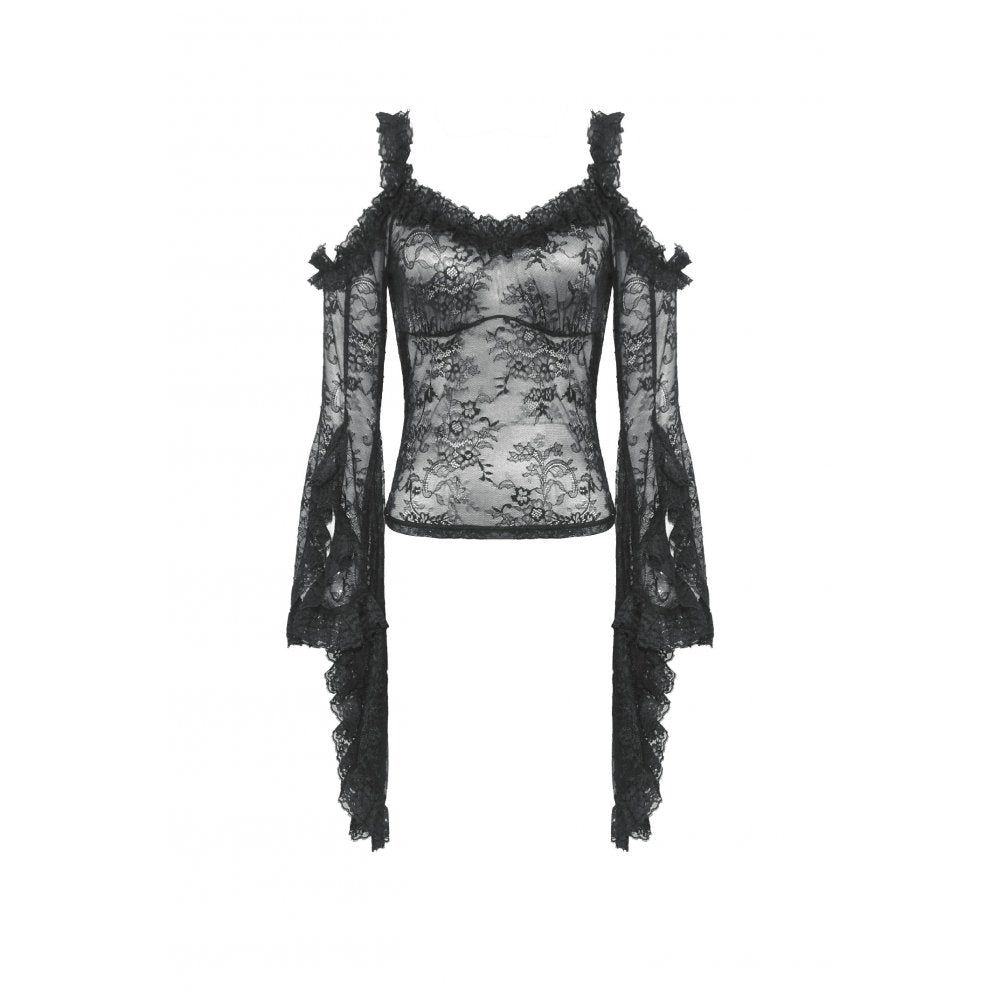 Dark in Love Delaney Gothic Romantic Lace Flare-Sleeve Top