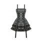 Dark in Love Ida Punk Grey Tartan Metal-Studded Dress