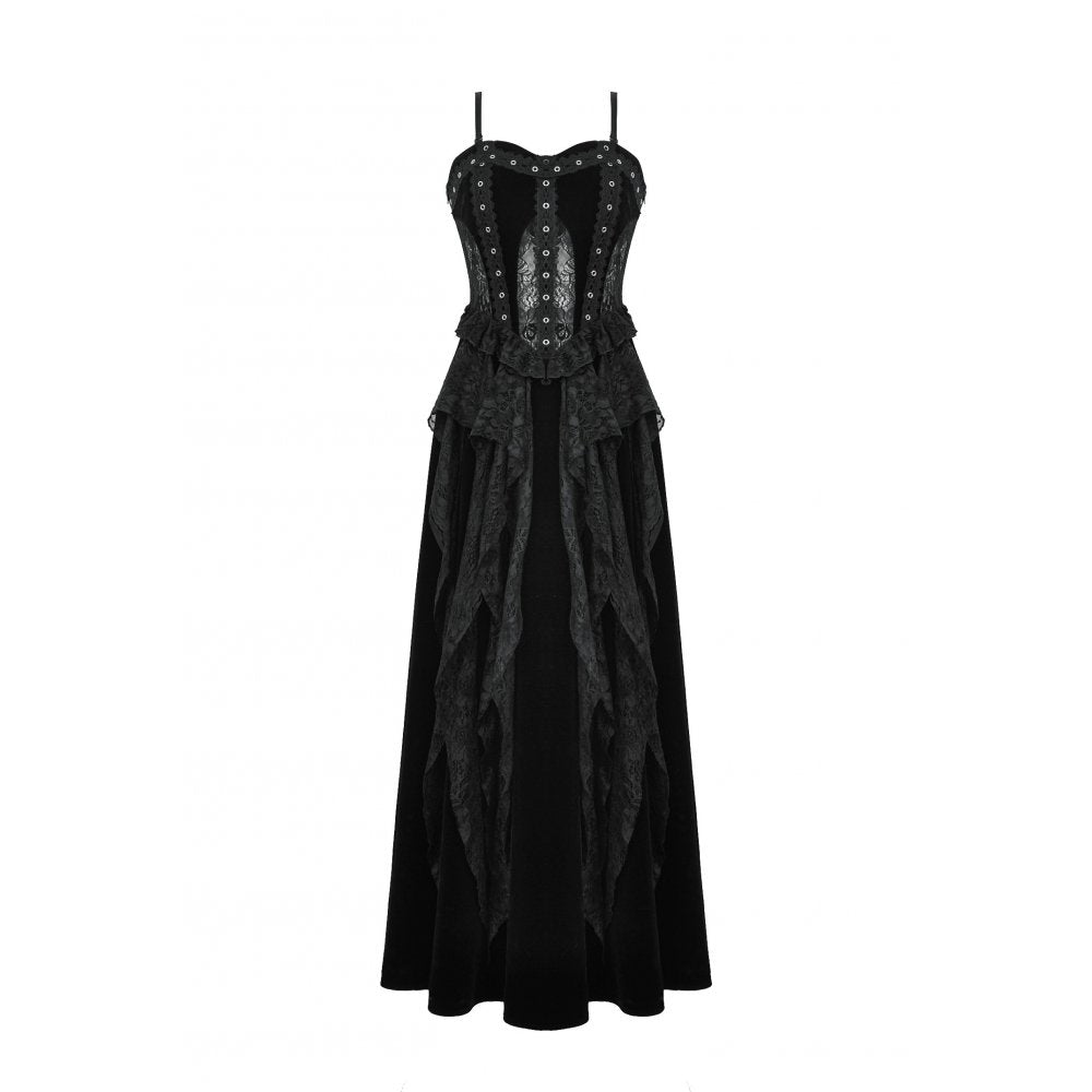 Dark in Love Fia Romantic Gothic Hollow Waist Maxi Dress