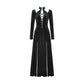 Dark in Love Vera Gothic Velvet High-Slit Maxi Dress with Hollow Neckline, Embroidered Buttons